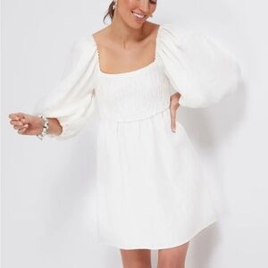 Tuckernuck White Bishop Sleeve Mini Dress